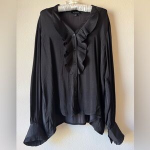 NWOT Calligraphie Black Ruffled Top